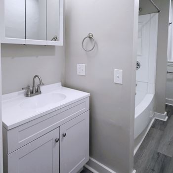 Bathroom interior with sink and faucet
